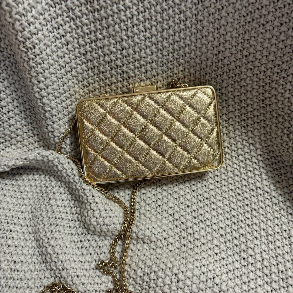 MICHAEL KORS QUILTED BAG SAFFIAN LEATHER‎ ORIGINAL GOLD WITH CHAIN